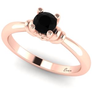 Inel logodna diamant negru din aur roz ES161