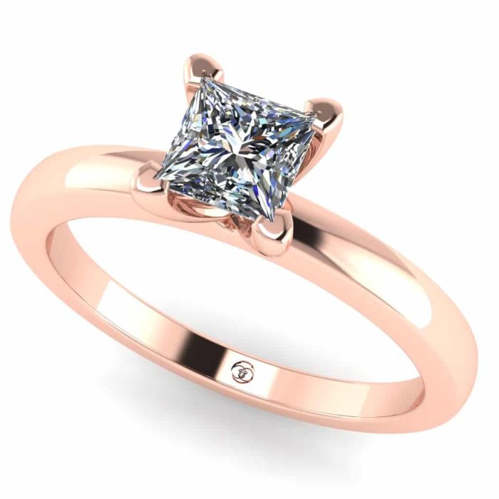 Inel solitaire logodna diamant patrat aur alb ES260