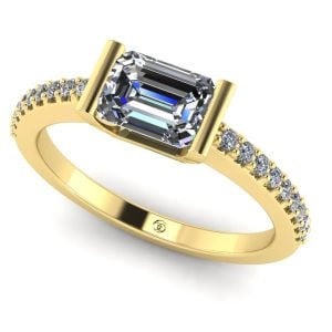 Inel de logodna cu diamant emerald din aur galben ES225