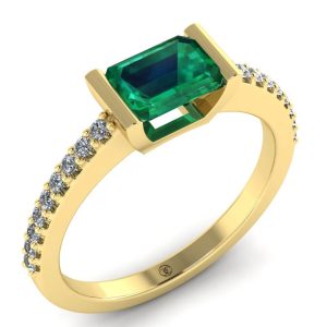 Inel de logodna din aur galben cu smarald emerald ES225
