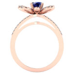 Inel de logodna cu safir si diamante din aur roz 18k ES224