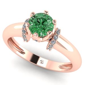 Inel logodna aur 18k cu diamant rotund verde ES285