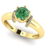 Inel model side stones de logodna cu diamant verde din aur ES285