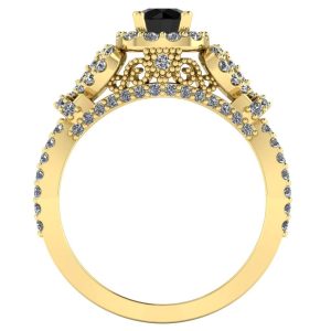 Inel dama de logodna cu diamant 4 mm si diamante sec din aur ES274