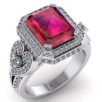 Inel dama lux cu rubin emerald 5 carate si diamante din aur 18k ES275