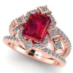 Inel model esan unicat cu rubin emerald si diamante naturale din aur de logodna ES311