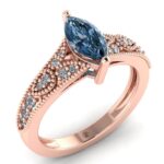 Inel logodna cu diamant albastru marquise si diamante din aur ES306