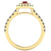 Inel cu rubin emerald si diamante din aur galben 18k de logodna ES301