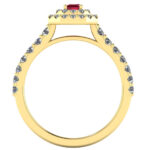 Inel cu rubin emerald si diamante din aur galben 18k de logodna ES301
