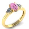 Inel cu safir roz si diamante albe din aur de logodna ES304