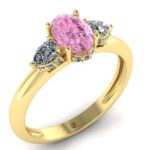Inel cu safir roz si diamante albe din aur de logodna ES304