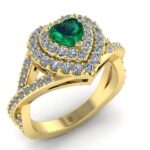 Inel cu smarald si diamante naturale din aur galben 18k de logodna ES305