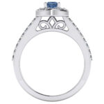 Inel angajament de logodna cu diamant albastru si diamante din aur ES377
