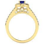 Inel angajament logodna cu safir albastru 4 mm si diamante ES377