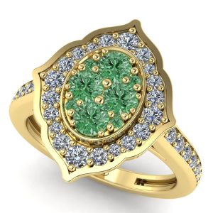 Inel din aur 18k galben cu diamant verde model vintage ES370