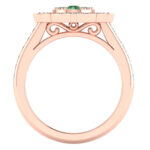 Inel cu diamant verde si diamante albe halo din aur ES370