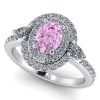 Inel din aur 18k cu diamante si safir roz oval de logodna ES338