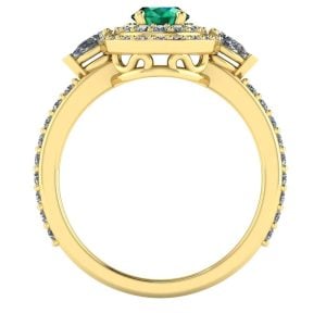 Inel cu diamante si smarald oval din aur 18k LOGODNA ES338