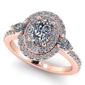 Inel logodna din aur roz 18k cu diamant oval 1 carat ES338