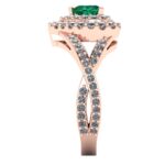 Inel anturaj smarald inima 2 randuri si infinit model diamante de logodna ES305
