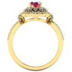 Inel anturaj regal de logodna cu rubin si diamante din aur galben 18k ES355