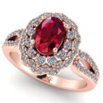 Inel de logodna anturaj regal cu rubin si diamante naturale din aur 4.80 gr ES355