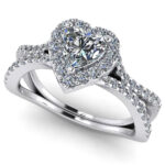Inel de logodna cu diamante naturale din aur alb anturaj ES349