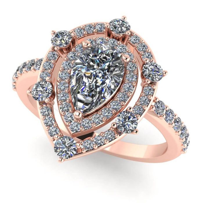 Inel de logodna cu diamant lacrima 1 carat D/VVS din aur ES365
