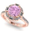 Inel de logodna cu diamant roz si diamante incolore din aur roz ES346