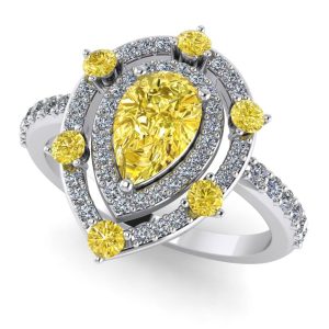 Inel cu diamant galben carataj de 1.00 carate din aur 18k de logodna ES365