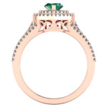 Inel din aur 18k roz cu smarald natural si diamante naturale ES345