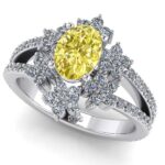 Inel logodna model antural floare cu diamante naturale din aur ES 350