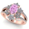 inel cu safir roz oval 7X5MM si diamante din aur 18k ES350