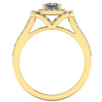 Inel anturaj cu diamant patrat si diamante din aur galben ES356