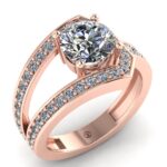 Inel din aur cu diamant 1.00 carate si diamante secundare de logodna ES308