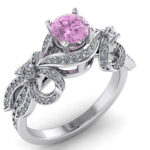 Inel din aur alb cu diamant roz 0.70 carate si diamante albe 0.60 carate de logodna ES271