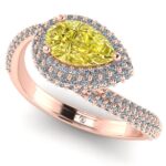 Inel din aur 18k roz cu diamant galben intens si diamante incolore de logodna ES392