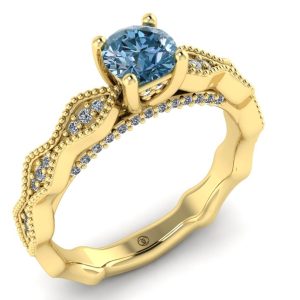 Inel aur 18k diamant albastru de logodna vintage ES215