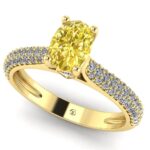 Inel aur galben 750 cu diamant galben si diamante albe de logodna ES272