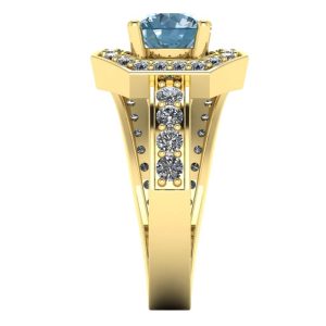 Inel din aur galben cu diamant albastru 1.40 ct si diamante de logodna ES308