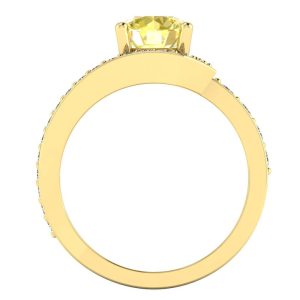 Inel logodna cu diamant galben si diamante incolore aur ES308