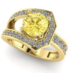 Inel din aur galben cu diamant galben 1.30 ct si diamante sec 0.81 ct ES308