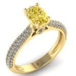 Inel de logodna cu diamant galben natural si diamante din aur ES272