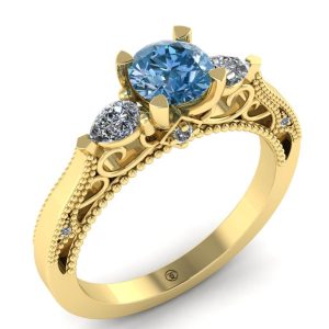 Inel din aur galben cu 3 diamante de logodna ES273
