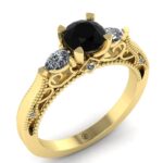 Inel din aur logodna cu diamant negru si diamante ES273