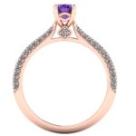 Inel din aur roz 750 titlu cu ametist calitatea AAA si diamante logodna ES272