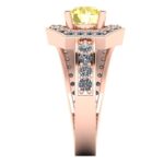 Inel din aur roz 18k cu doamant galben si diamante ES308