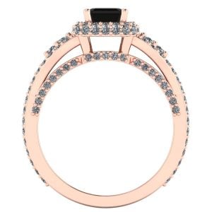 Inel de logodna din aur roz 18k cu diamante model cu multe diamante ES347