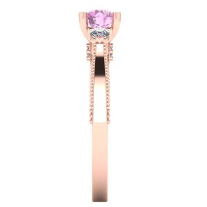 Inel din aur roz cu diamante naturale de logodna ES273
