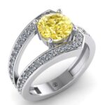 Inel aur cu diamante model geometric de logodna ES308